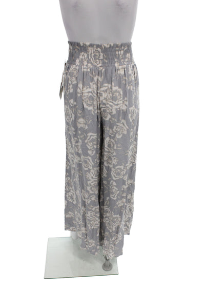 Jack Women Paperbag Floral Gray Rayon Pants Size M