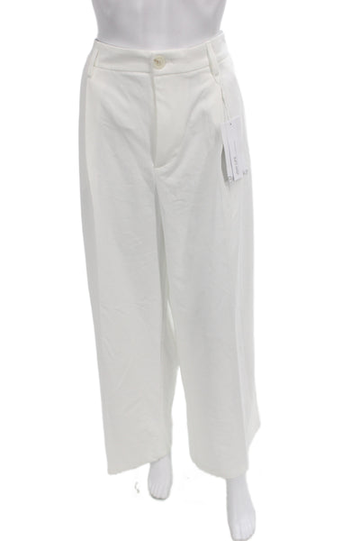 Bershka Womens White Dress Pants Button 65% Polyester Casual Size 10