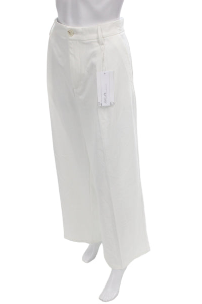 Bershka Womens White Dress Pants Button 65% Polyester Casual Size 10