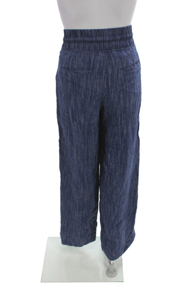 Athleta Womens Blue Striped Linen Jogger Pants Drawstring Casual Size 12