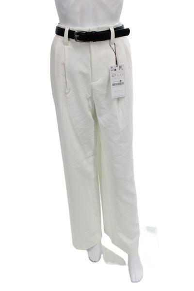 Stradivarius Women Dress Pants White Linen Drawstring Summer Size 10