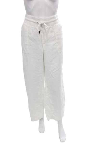 Stradivarius Women Dress Pants White Linen Drawstring Summer Size 10