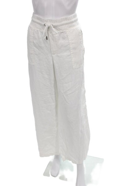 Stradivarius Women Dress Pants White Linen Drawstring Summer Size 10