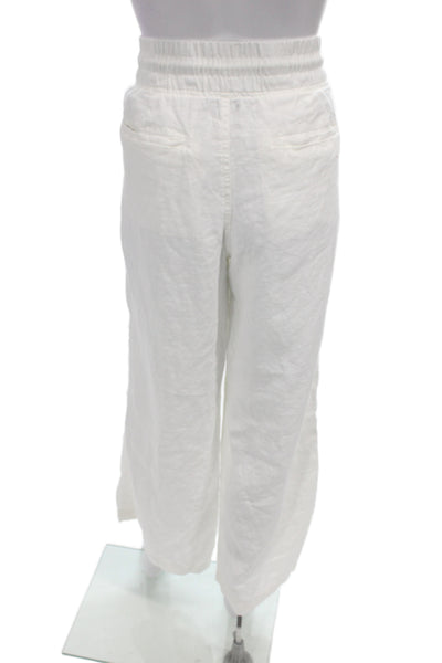 Stradivarius Women Dress Pants White Linen Drawstring Summer Size 10