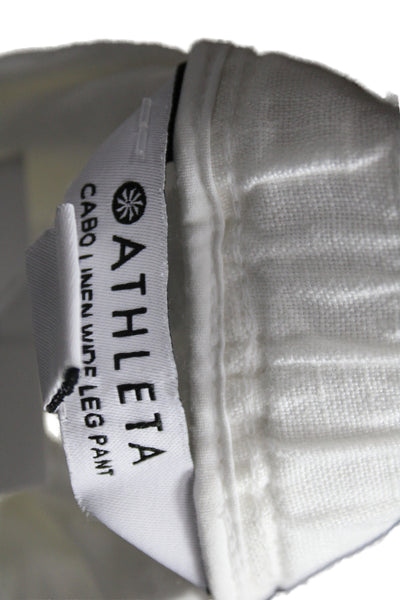 Stradivarius Women Dress Pants White Linen Drawstring Summer Size 10