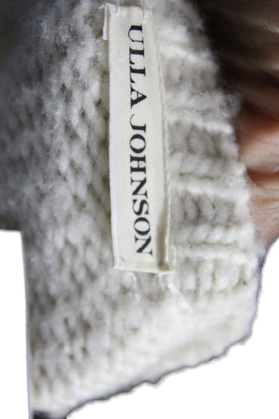 Ulla Johnson Womens Pullover Sweater Merino Wool Floral Crew Neck Ivory Size XS