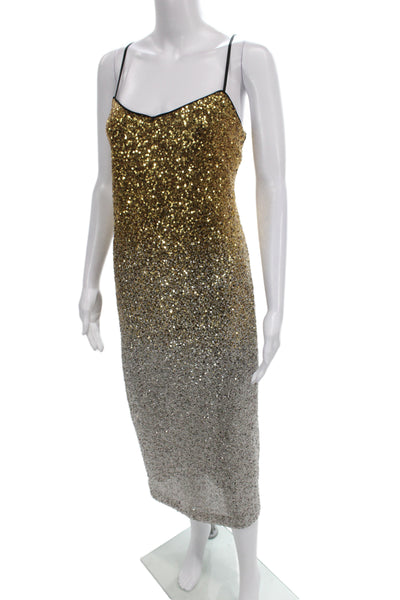 J Crew Women Sheath Dress Gold Sweetheart Sleeveless Zip Polyester Size 10