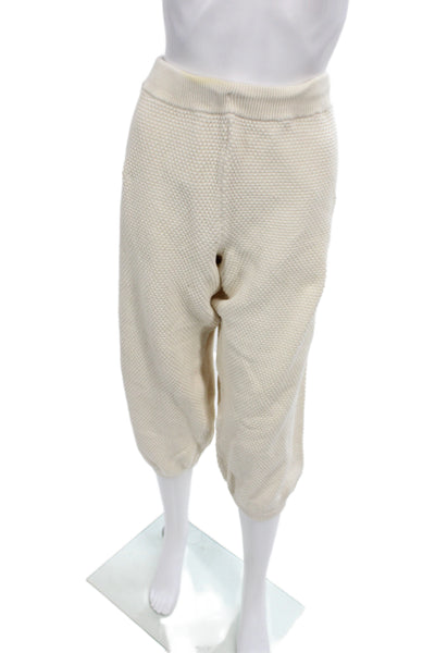 FP Beach Women Bloomer Pants Ivory 100% Cotton Pull On Inseam 24 Size L