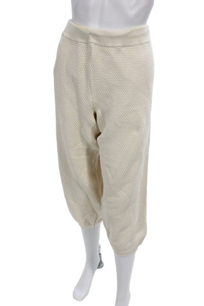 FP Beach Women Bloomer Pants Ivory 100% Cotton Pull On Inseam 24 Size L