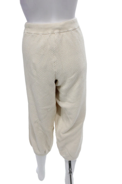 FP Beach Women Bloomer Pants Ivory 100% Cotton Pull On Inseam 24 Size L