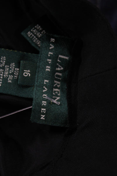Lauren Ralph Lauren Women Dress Pants Black 100% Silk Zip Inseam 32 Size 16