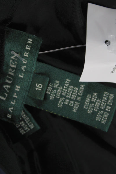 Lauren Ralph Lauren Women Dress Pants Black 100% Silk Zip Inseam 32 Size 16