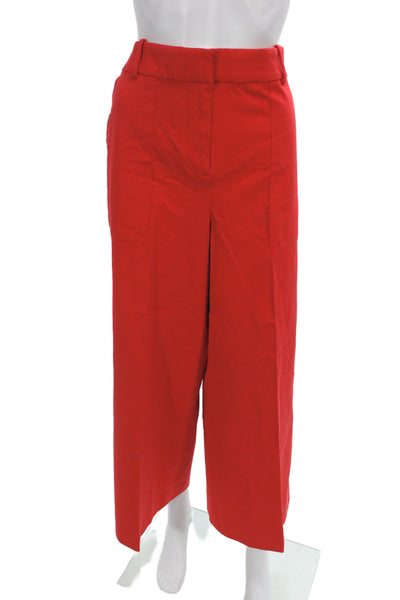 J Crew Women Cropped Pants Red Button 52% Cotton Size 16