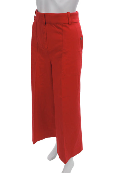 J Crew Women Cropped Pants Red Button 52% Cotton Size 16