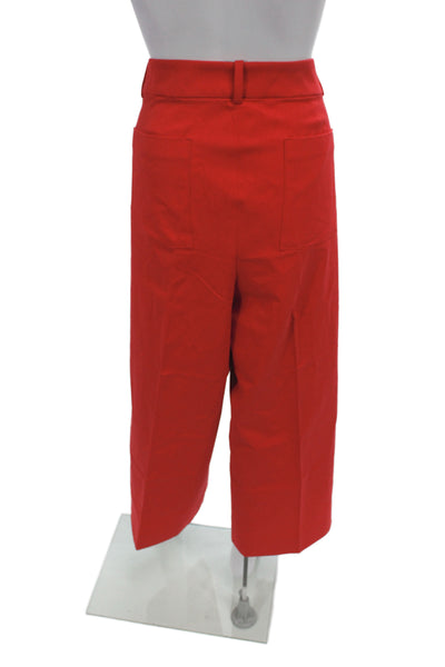 J Crew Women Cropped Pants Red Button 52% Cotton Size 16