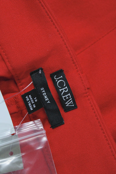 J Crew Women Cropped Pants Red Button 52% Cotton Size 16