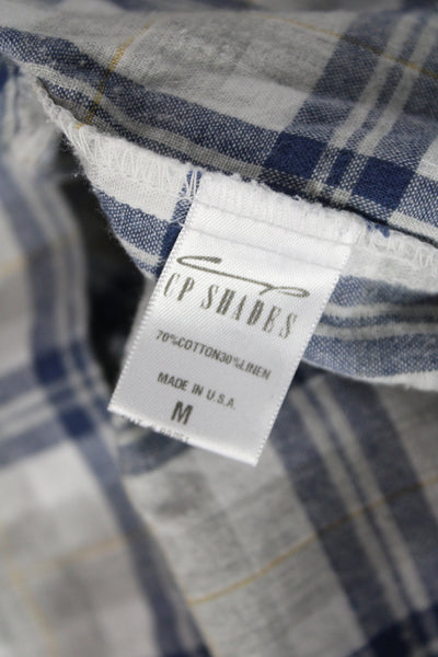 CP Shades Women Tunic Blue Plaid Collared Long Sleeve 70% Cotton Size M