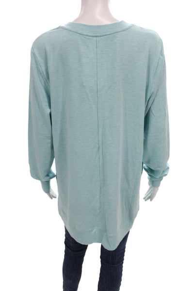 Soft Surroundings Womens Tunic T Shirt Blue V Neck Long Sleeve Size L