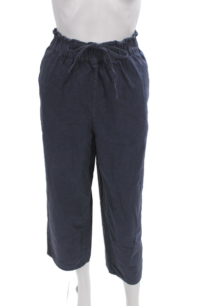 J Crew Womens Blue Cropped Drawstring Cotton Pants Size S