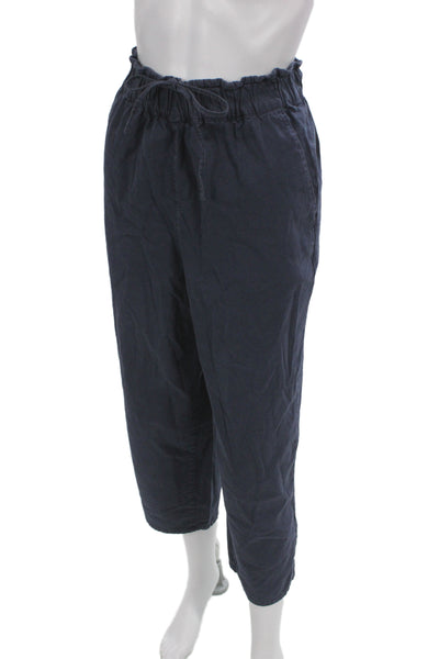 J Crew Womens Blue Cropped Drawstring Cotton Pants Size S
