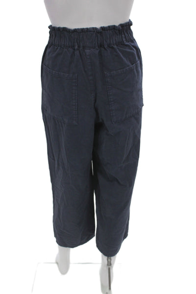 J Crew Womens Blue Cropped Drawstring Cotton Pants Size S