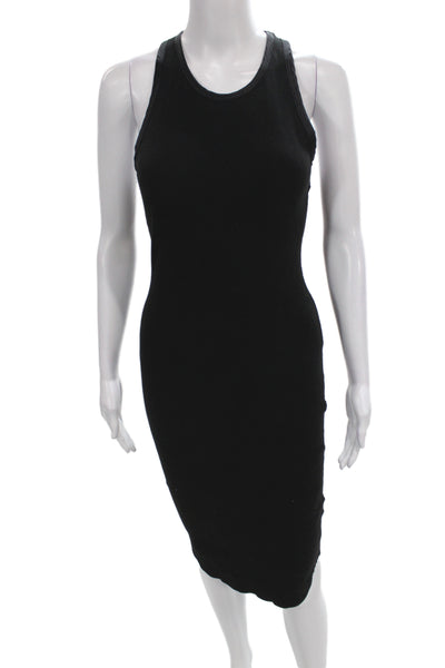 James Perse Women Bodycon Sleeveless Black Mid-Calf Dress Cotton Pullover Size 0