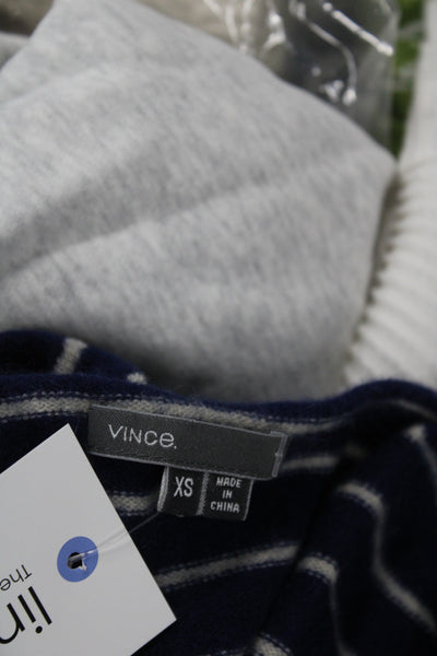 Vince Women 100% Cashmere Striped Boat Neck Pullover Sweater Blue Size XS