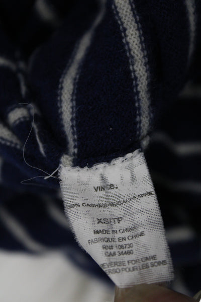 Vince Women 100% Cashmere Striped Boat Neck Pullover Sweater Blue Size XS