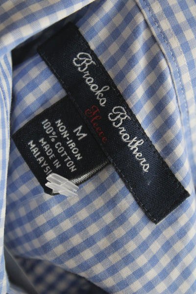 Brooks Brothers Mens Cotton Collared Button Front Dress Shirt Blue White Size 12