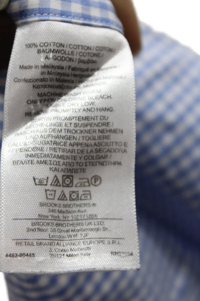 Brooks Brothers Mens Cotton Collared Button Front Dress Shirt Blue White Size 12