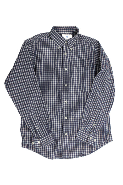 Brooks Brothers Teens Cotton Blend Gingham Dress Shirt Blue White Size M