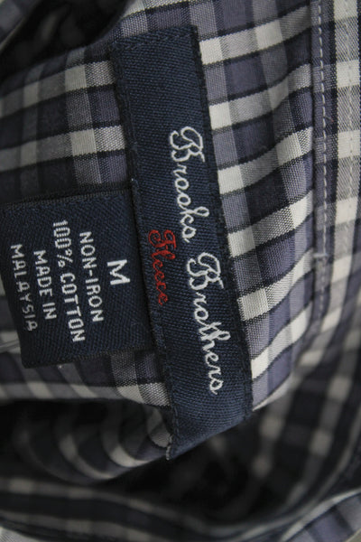 Brooks Brothers Teens Cotton Blend Gingham Dress Shirt Blue White Size M
