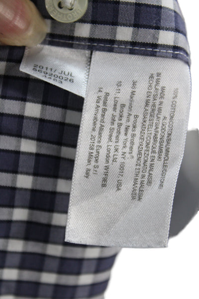 Brooks Brothers Teens Cotton Blend Gingham Dress Shirt Blue White Size M