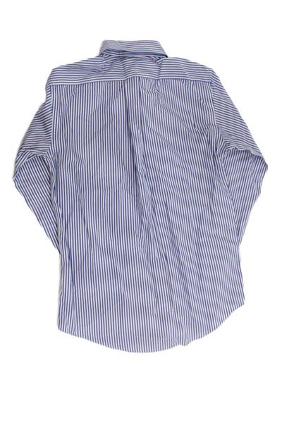 Brooks Brothers Mens Cotton Striped Button Front Dress Shirt Blue White Size 12