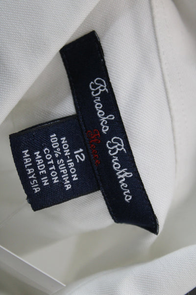 Brooks Brothers Teens Cotton Button Front Dress Shirt White Size 12