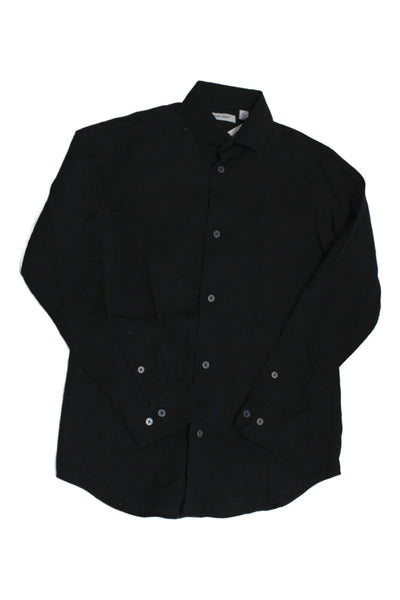 Calvin Klein Teens Collared Button Down Dress Shirt Black Size 12