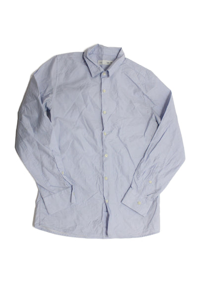 Zara Teens Cotton Blend Button Front Dress Shirt Blue Size 11-12 YS