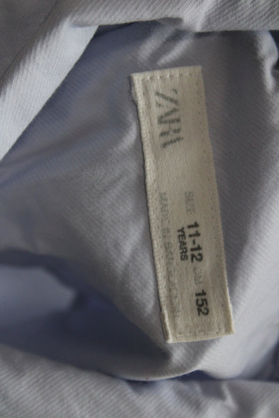 Zara Teens Cotton Blend Button Front Dress Shirt Blue Size 11-12 YS