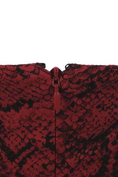 Reformation Womens Mini Animal Print Dress Red Square Neck Sleeveless Zip Size 4