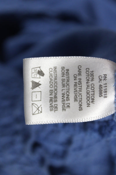 Michael Michael Kors Womens Blouse Blue Off Shoulder Long Sleeve Cotton Size S