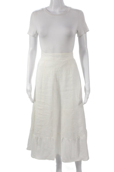 Reformation Womens A-Line White Linen Midi Skirt Size 4