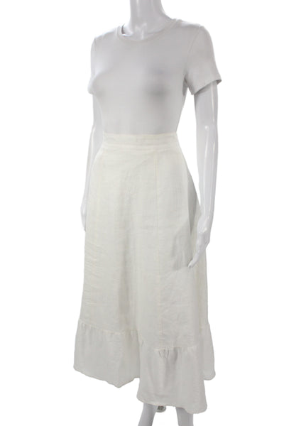 Reformation Womens A-Line White Linen Midi Skirt Size 4