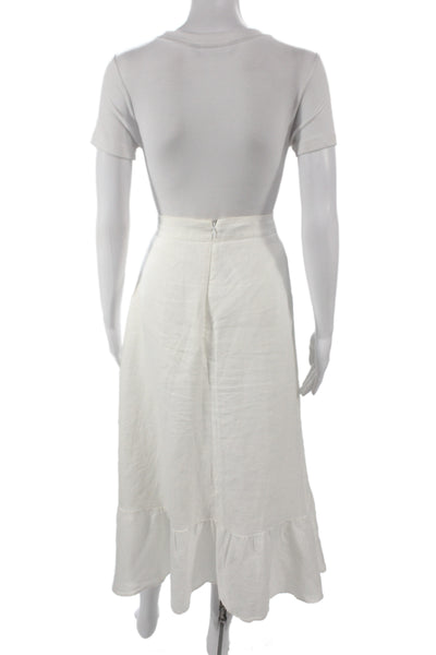 Reformation Womens A-Line White Linen Midi Skirt Size 4