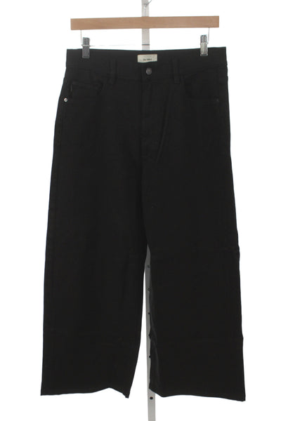DL1961 Womens Wide Leg Black Jeans High Rise Button Size 29