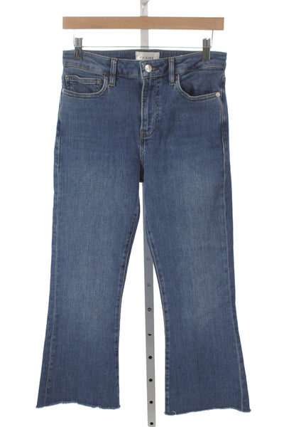Frame Womens Cropped Mid Rise Jeans Blue Cotton Button Size 28