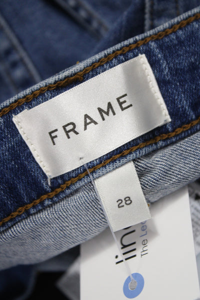 Frame Womens Cropped Mid Rise Jeans Blue Cotton Button Size 28