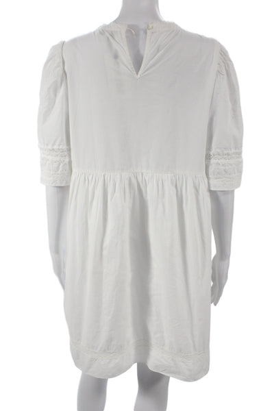 Sea New York Womens White Cotton Shift Dress Short Sleeve Bohemian Size L