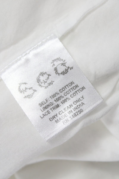 Sea New York Womens White Cotton Shift Dress Short Sleeve Bohemian Size L