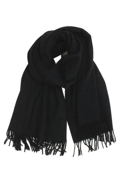 ACNE Studios Womens Wool Knit Fringe Trim Scarf Black 70"x27"