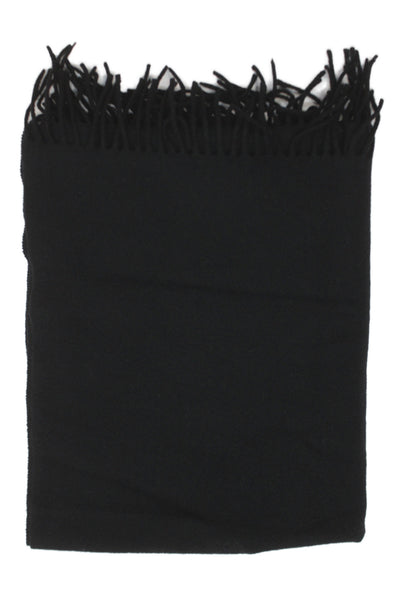ACNE Studios Womens Wool Knit Fringe Trim Scarf Black 70"x27"